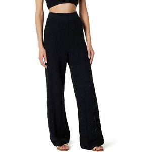 The‎ Drop Black Crochet Wide Leg Pants Knit Boho Festival Size S